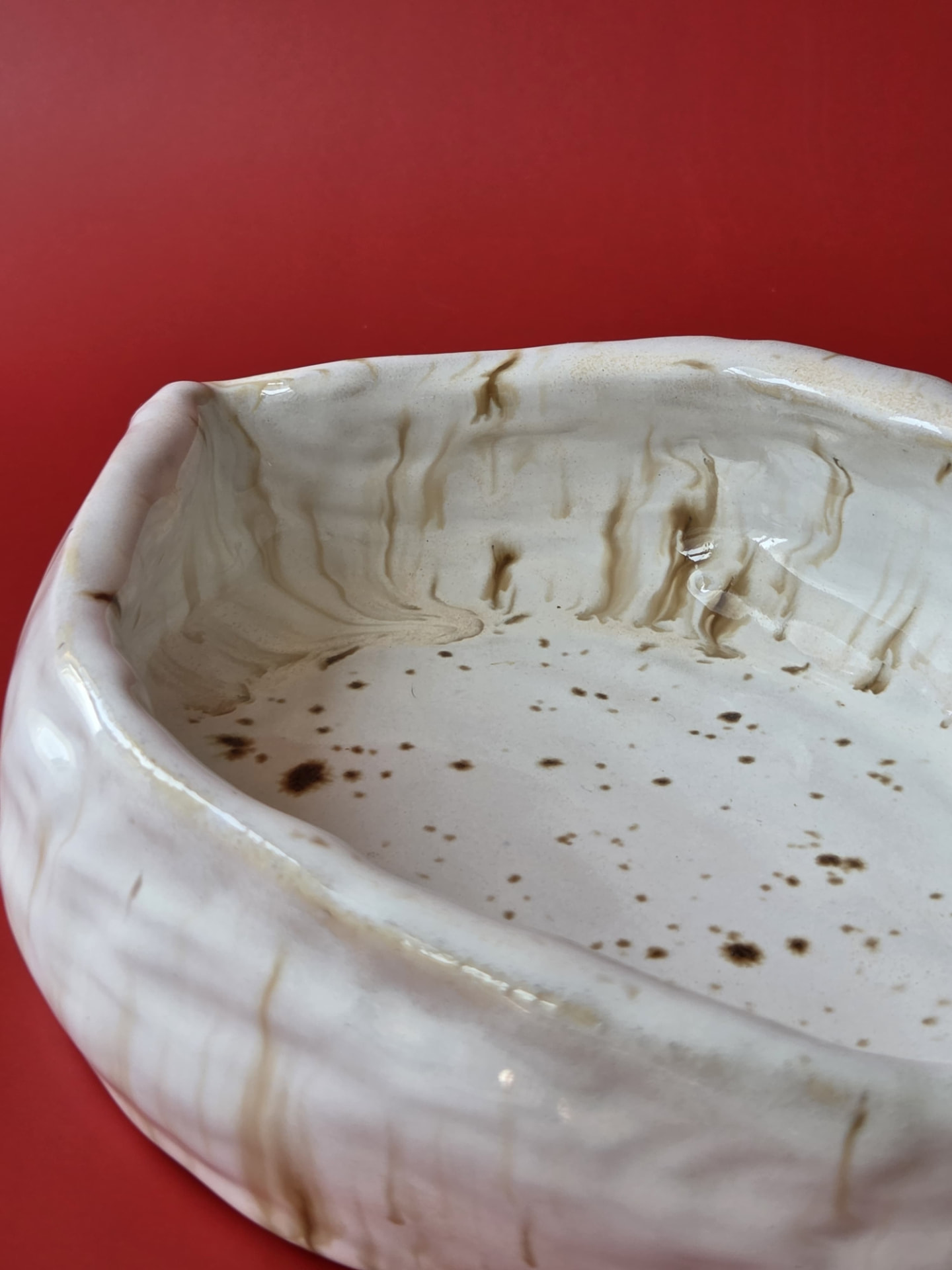 Interior detail of Mooring showing its speckled glaze and drip marks